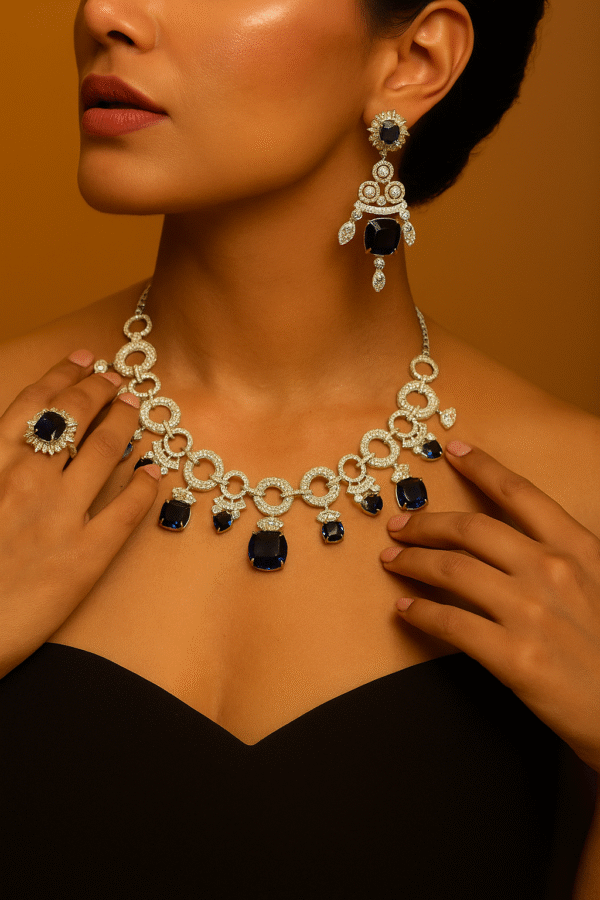 Chain Design American Diamond Necklace Set