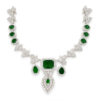 AD Stone Jewellery Set with green stones in nano setting – necklace, earrings, and maang tikka bridal collection by Tapasvini