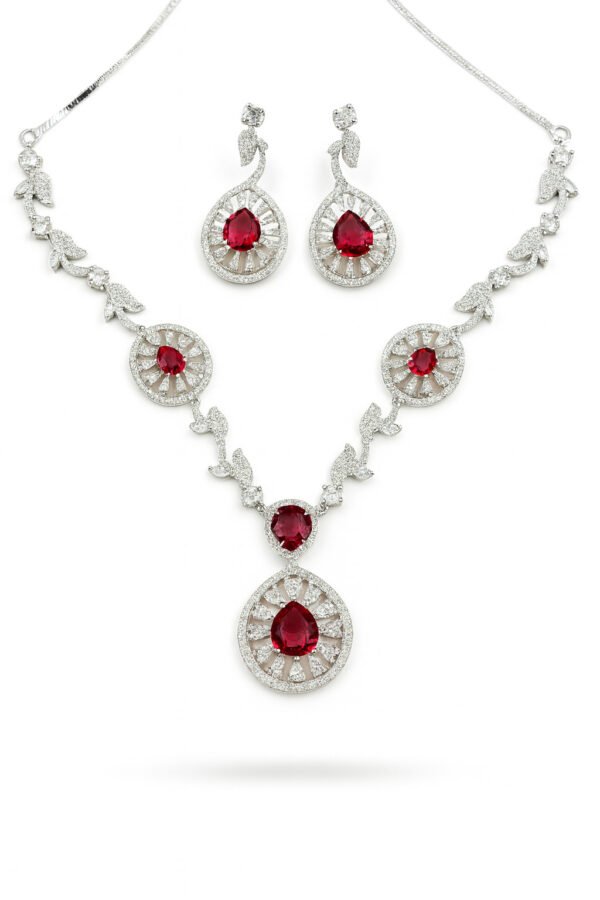 ✨ TAPASVINI Ruby Red Stone AD Set with Earrings