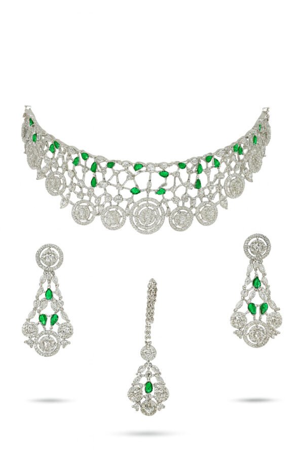 ✨ TAPASVINI - Emerald Green Goli Choker Necklace Set