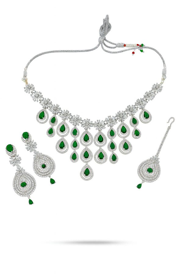 ✨ TAPASVINI Green Stone Necklace Set with Earrings