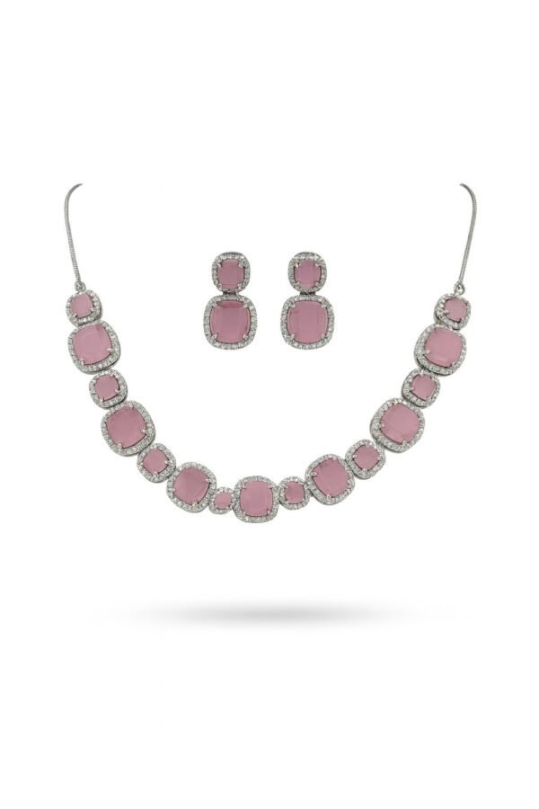 ✨ TAPASVINI Pink Stone Necklace Set